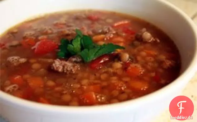 Linsen- und Wurstsuppe