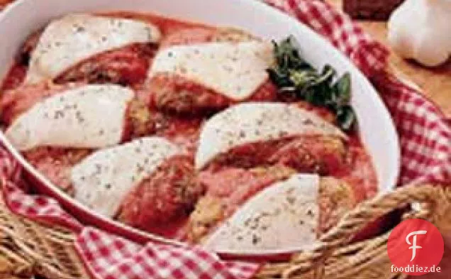 Gewürfeltes Steak Parmigiana