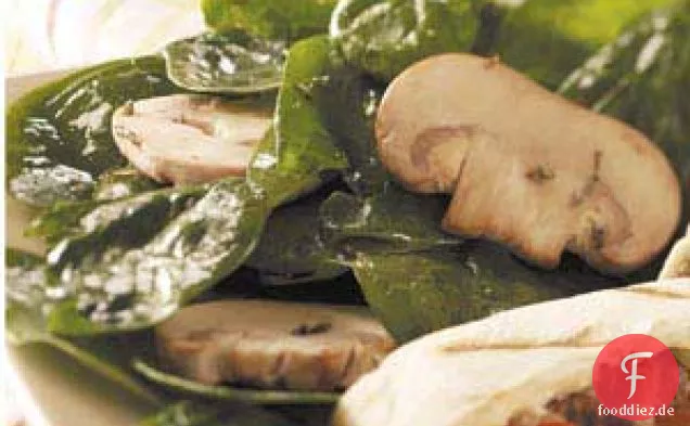 Pikanter Spinat-Pilz-Salat