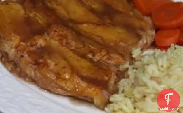 Gebackenes Huhn mit Pfirsichen