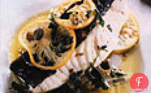 Ofen-pochierter Fisch in Olivenöl