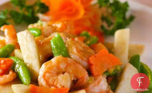 Frische Birne und Garnelen Stir Fry Rezept