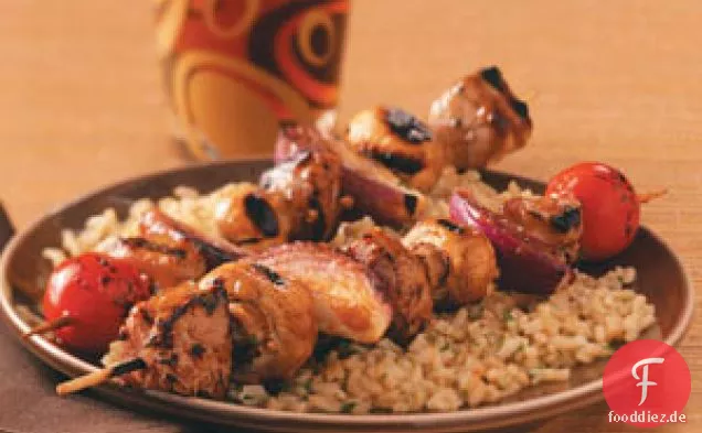 Teriyaki-Schweinekabobs für zwei Personen