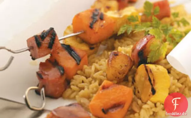 Schinken-Süßkartoffel-Kabobs für 2
