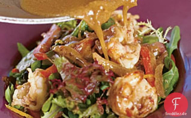 Garnelen & Gemüsesalat mit Ingwer-Orangen-Dressing
