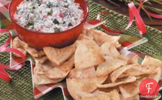 Spinat-Dip mit Cajun-Pita-Chips