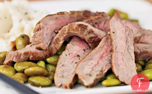 Flank Steak und Edamame mit Wasabi-Dressing