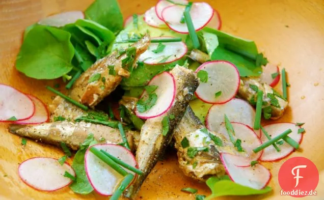 Sardinen-, Avocado- und Rettichsalat mit Hochlandkresse