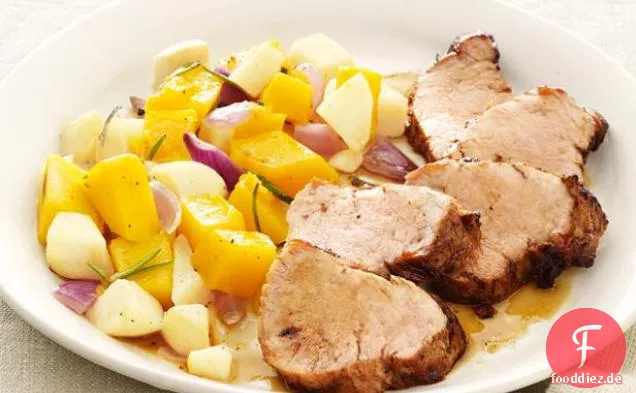 Schweinefleisch mit Kürbis und Äpfeln