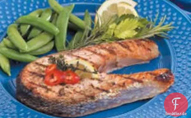 Gegrillte Lachssteaks mit Zitronenkräutern