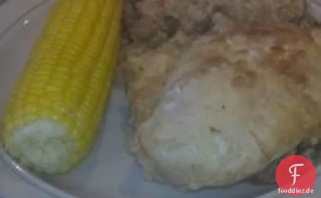 Einfaches Huhn und Reis mit Pilzen