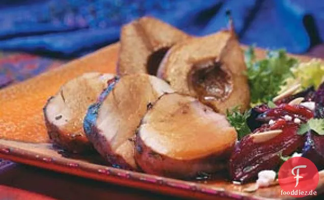 Apfelwein-Melasse Schweinefilet mit Birnen