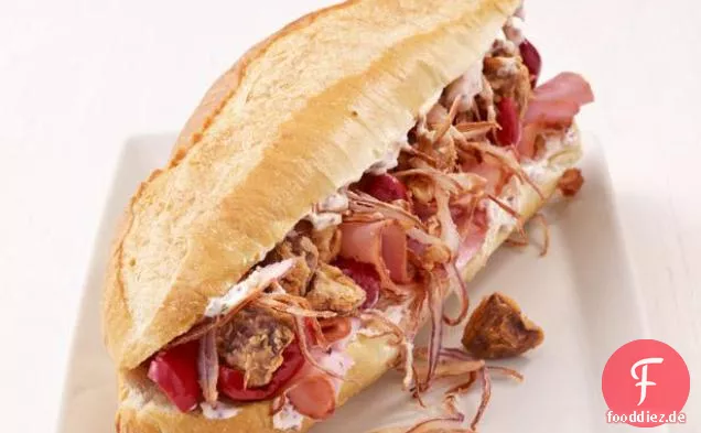Po'Boy mit Pilzen und Schinken