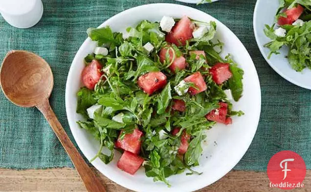 Rucola, Wassermelone und Feta-Salat