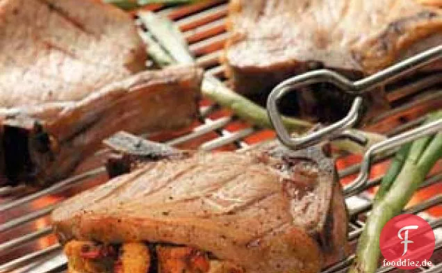 Bunte gefüllte Schweinekoteletts