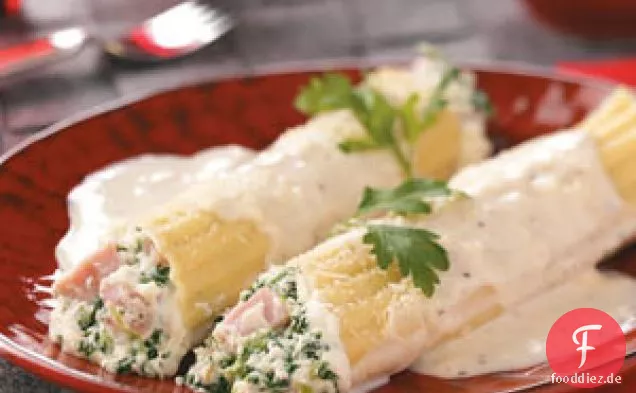 Spinat-Manicotti mit Schinken
