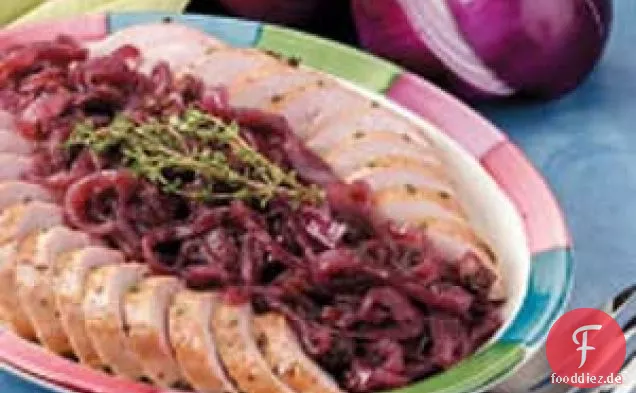 Schweinefilet mit glasierter roter Zwiebel