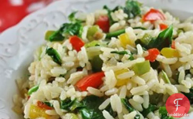 Sonniger Pfeffer-Parmesan-Reis mit Spinat