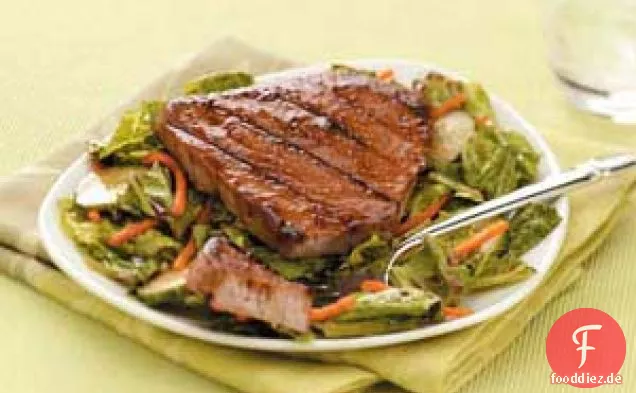 Himbeer-Chili-Thunfisch auf Gemüse