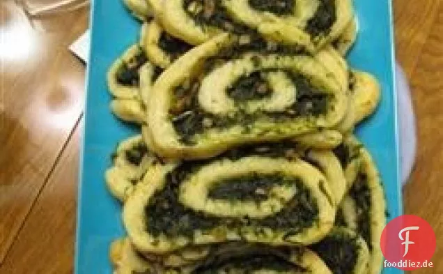 Spinat-Pilz-Windräder