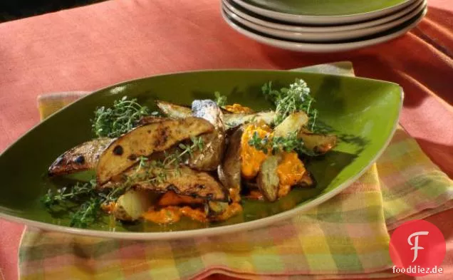 Gegrillte Steakpommes mit Zitrus-Thymian-Aioli