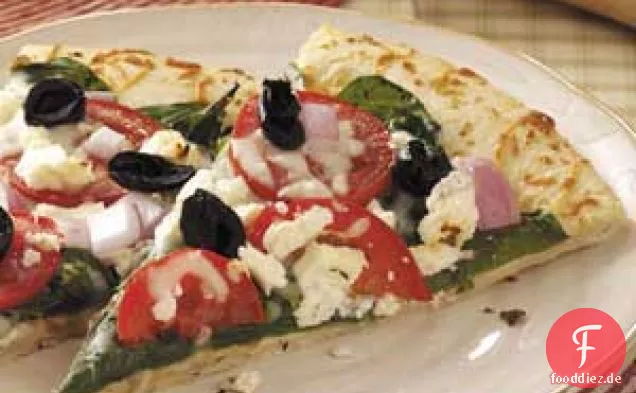 Griechische Spinatpizza