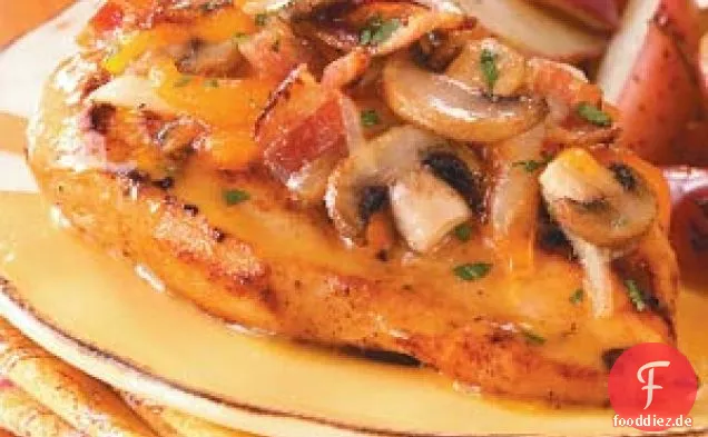Hähnchen mit Speck-Käse-Überzug