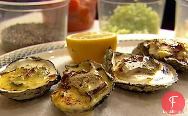 Gebratene Austern mit Selleriecreme und Virginia-Schinken