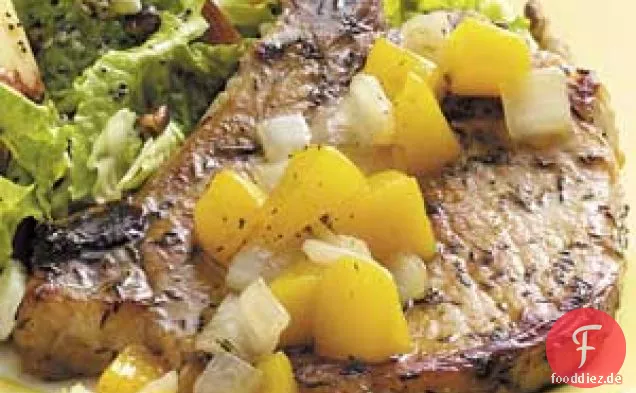 Schweinekoteletts mit Pfirsichspitze