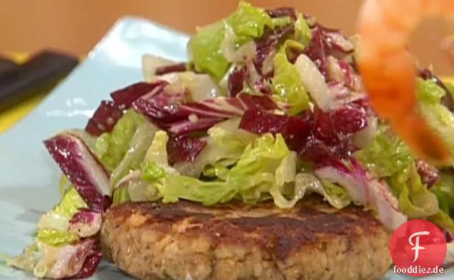 Lachsburger mit Caesar Krautsalat