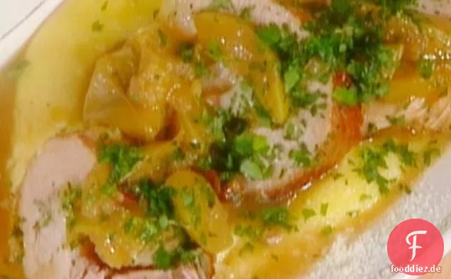 Kalbfleisch mit Apfelmus und Polenta: Vitello con Mele