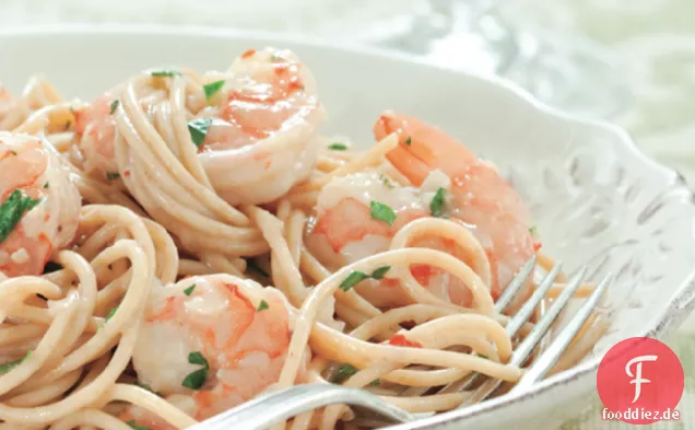 Spaghetti Mit Garnelen, Zitrone Und Knoblauch