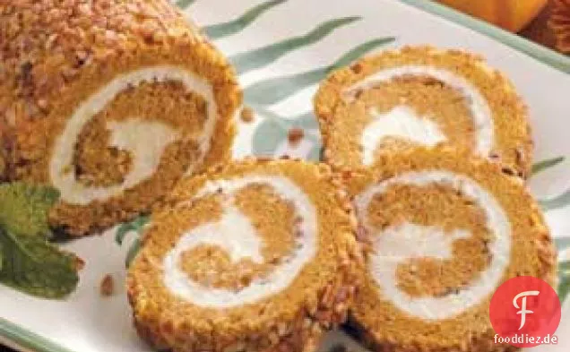 Kürbis-Pekannuss-Kuchenrolle