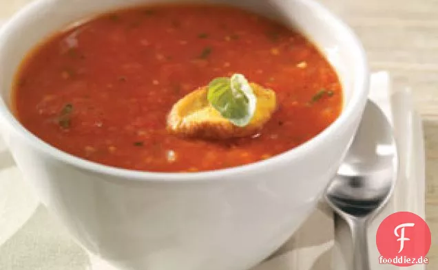Gebratene Tomatensuppe mit frischem Basilikum für 2 Personen