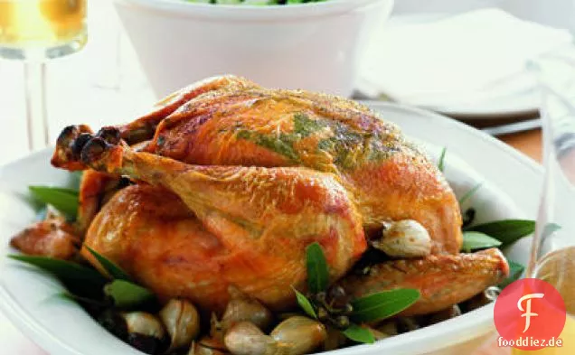 Knoblauch gebratenes Huhn