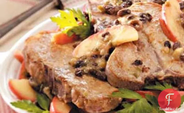 Apfel-Rosinen-Schweinekoteletts