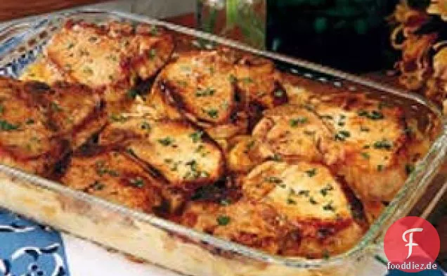 Schweinekoteletts mit überbackenen Kartoffeln