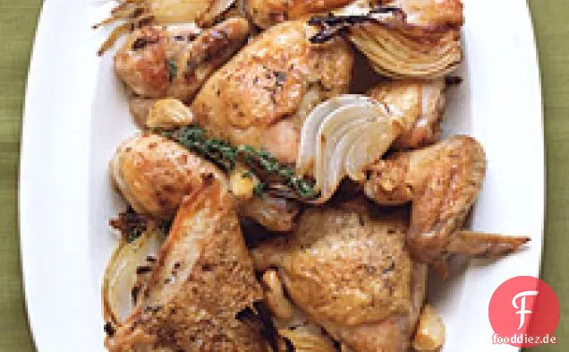 Huhn mit Zwiebeln und Knoblauch