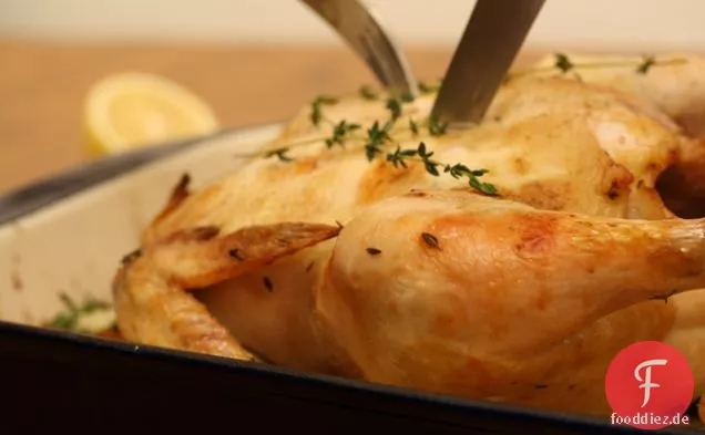 Paprika Hühner mit Knoblauch und Kartoffeln