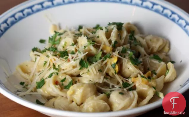 Orecchiette mit cremigem Lauch und Winterkürbis