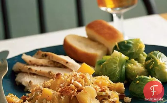 Butternut Squash, Apfel und Lauch Gratin