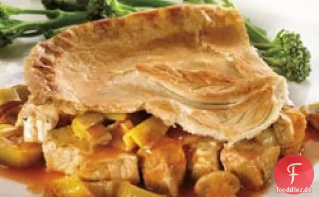 Schweinefleisch und Lauchkuchen