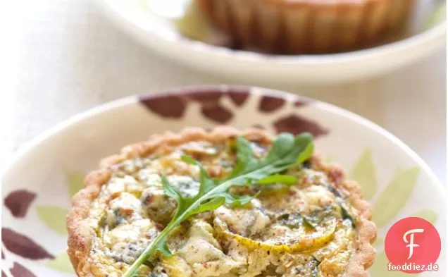 Mini-Quiches mit Lauch, Blauschimmelkäse und den letzten Zebra-Tomaten