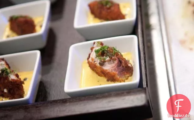 Town House® Flatbread Chips® Crusted Mahi Mahi mit Curry Dill Aioli