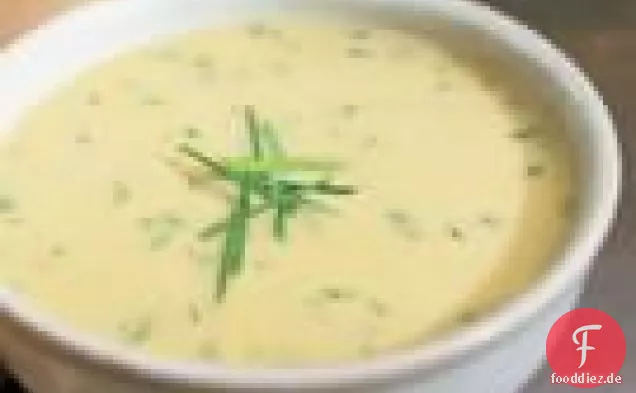 Sommerkürbis und Lauchpüree