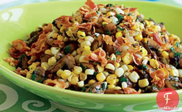 Mais-Pilz-Sauté mit Lauch & Pancetta