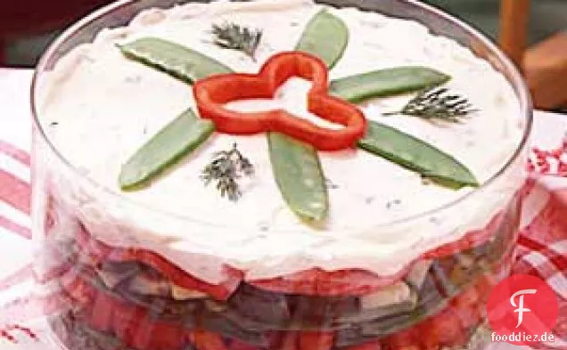 Geschichteter Krabbensalat