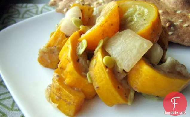 Kürbis Und Zwiebeln Mit Braunem Zucker