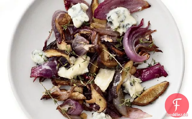 Gorgonzola-Gebratene Pilze und Zwiebeln