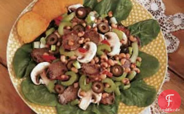Schweinefleisch-Spinat-Salat